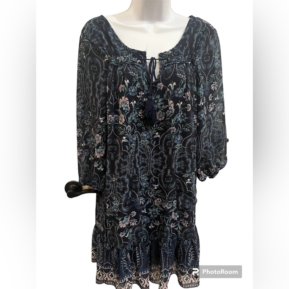 boho classic sheer mini dress from blue paisley prints size xl